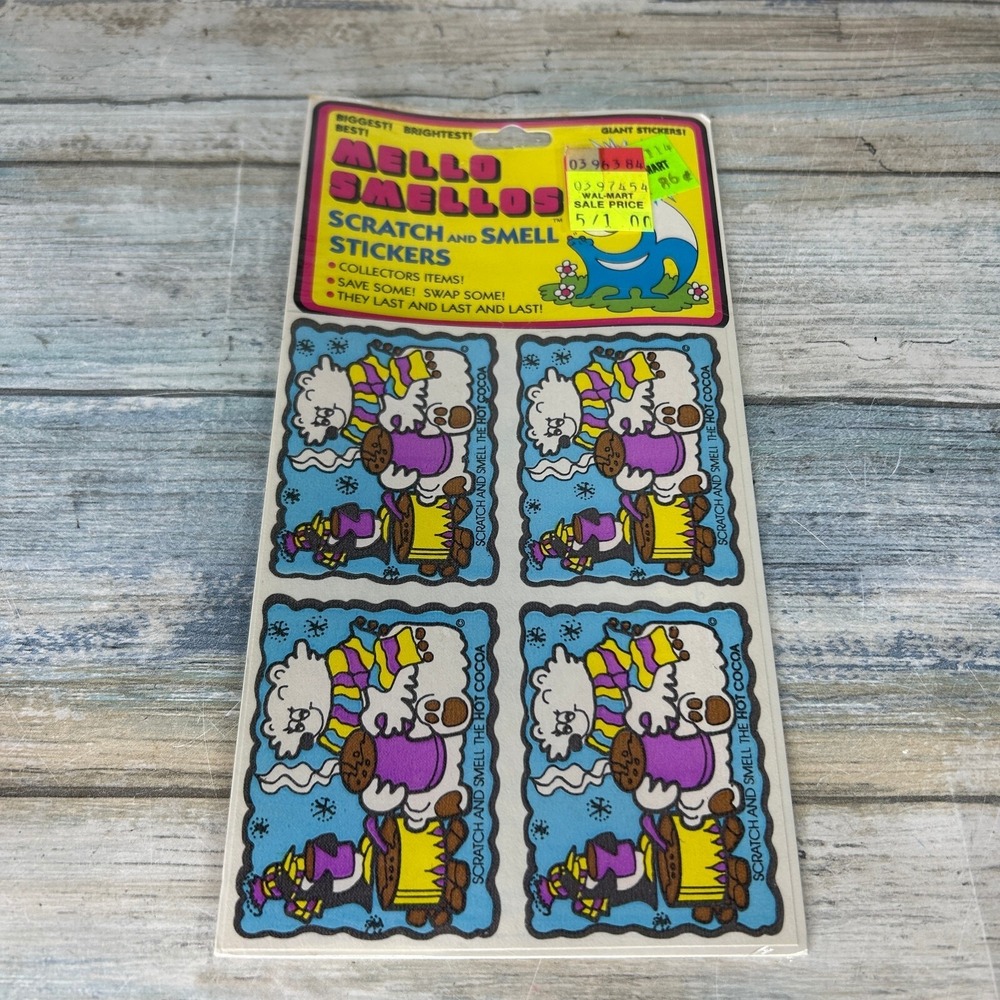 Mello Smellos Scratch Sniff Stickers Smell‎ Vintage Giant Penguin Bear Ice Cream